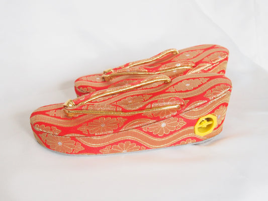 Vintage zori with bells - traditional Japanese shoes for kids