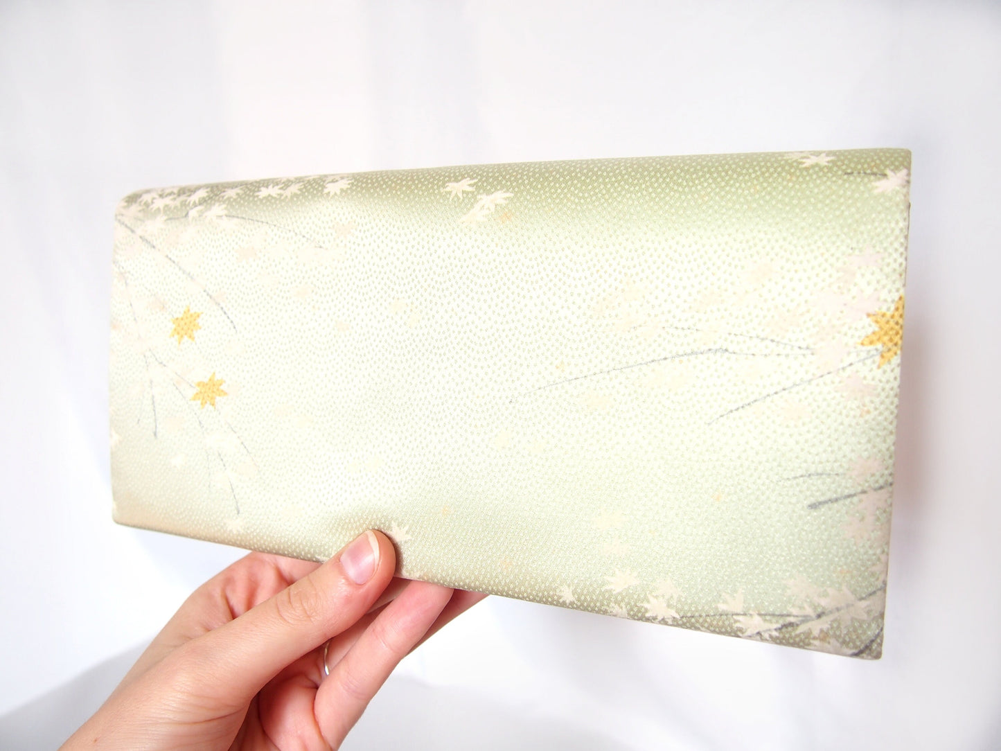 Vintage kimono clutch handbag - deep purple with handfan pattern