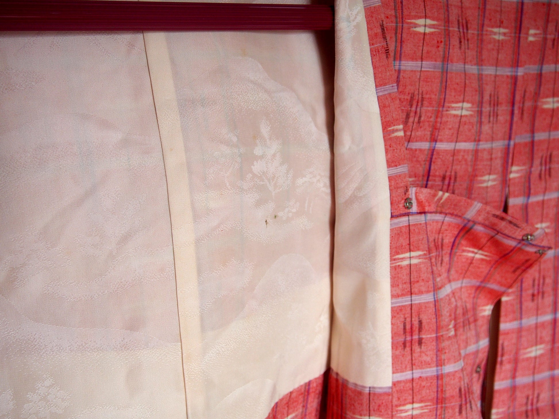 Traditional Japanese kimono coat michiyuki - adult cute pink