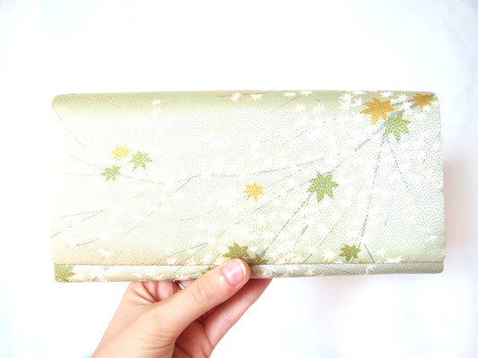 Vintage kimono clutch handbag - deep purple with handfan pattern