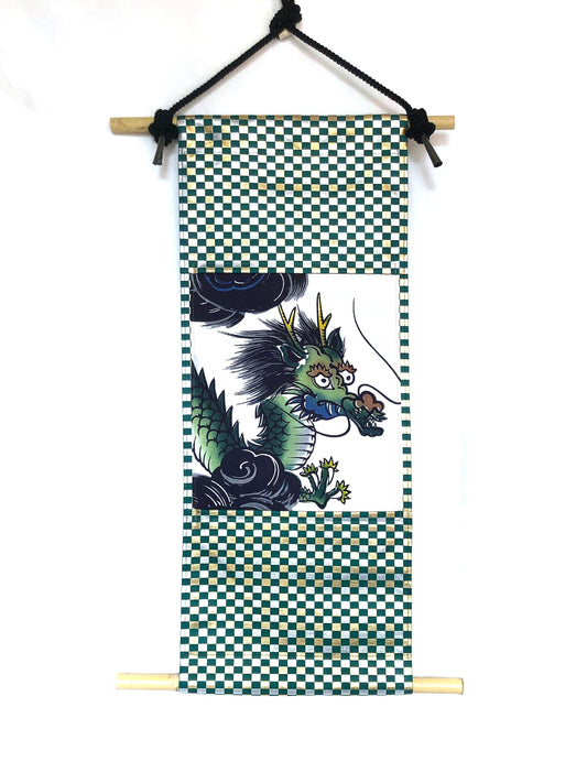 Unique handmade Japanese tapestry - kimono and obi remake - year of the dragon