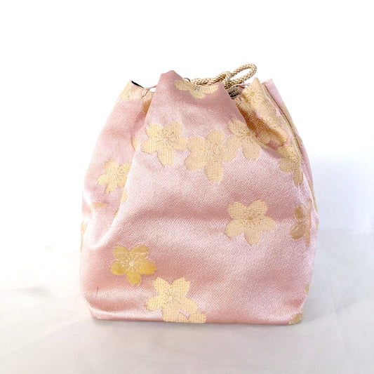 Cute Japanese drawstring bag kinchaku - sakura flowers