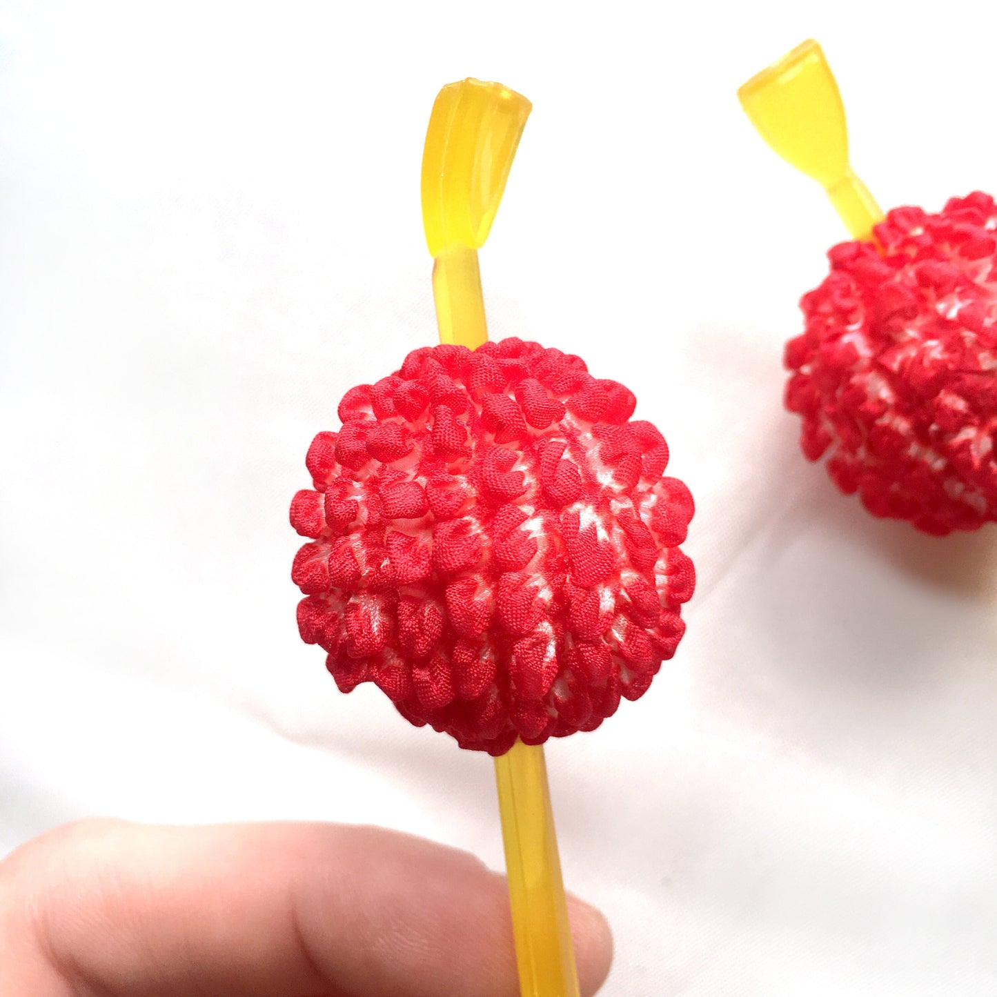 Vintage Japanese hair accessory - yellow and red hairpins (set of 3)