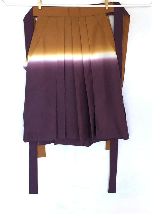 Vintage style hakama skirt for children - gradient purple and ocher