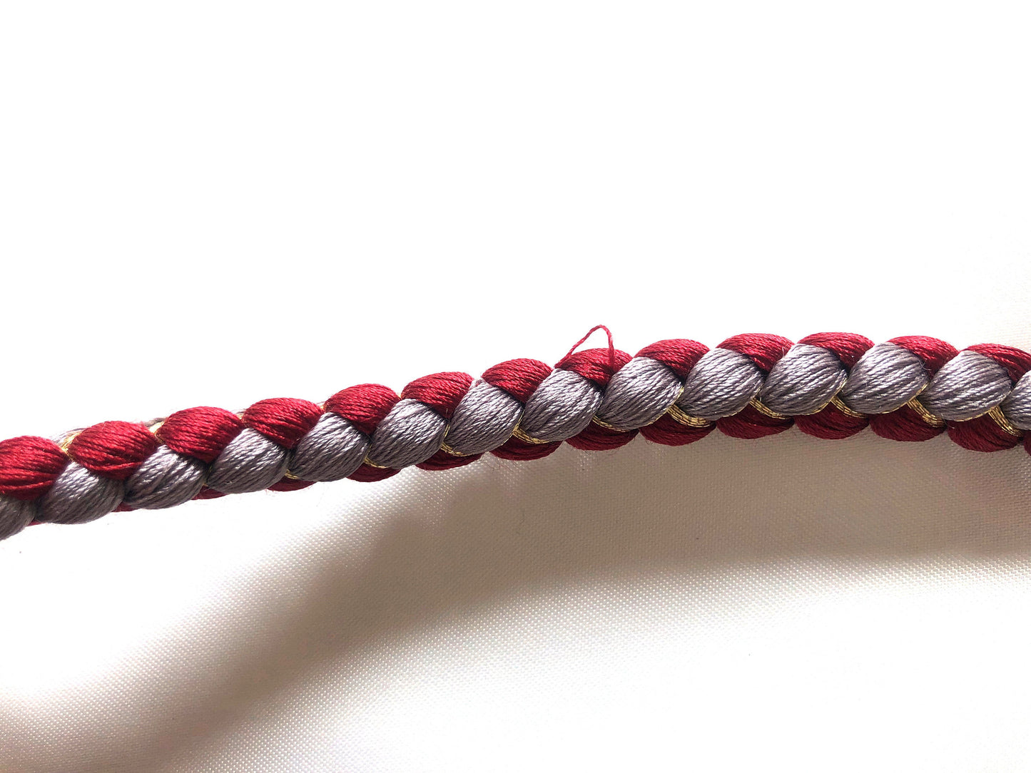 Elegant silk obijime - thin belt with tassels - wine red and purple with golden accents