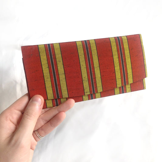 Vintage Japanese slim wallet - red and yellow stripes