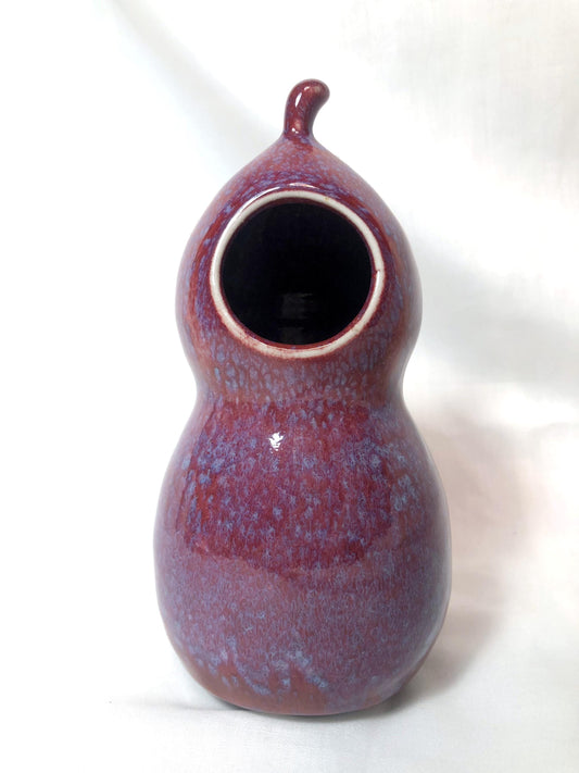 Japanese single bud vase - funky purple gourd