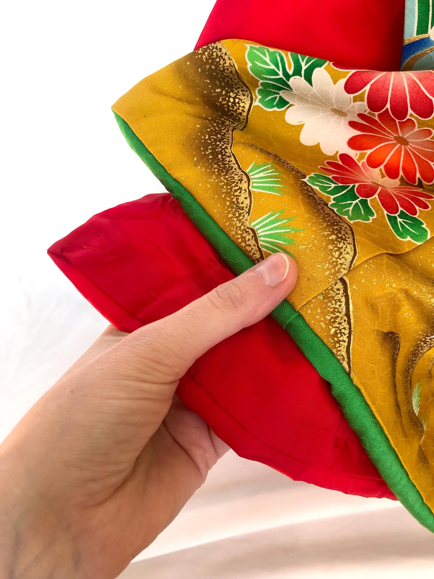 Colorful uchikake - Japanese wedding cover / hikizuri - stage costume - highlighter green with rainbow birds and flowers