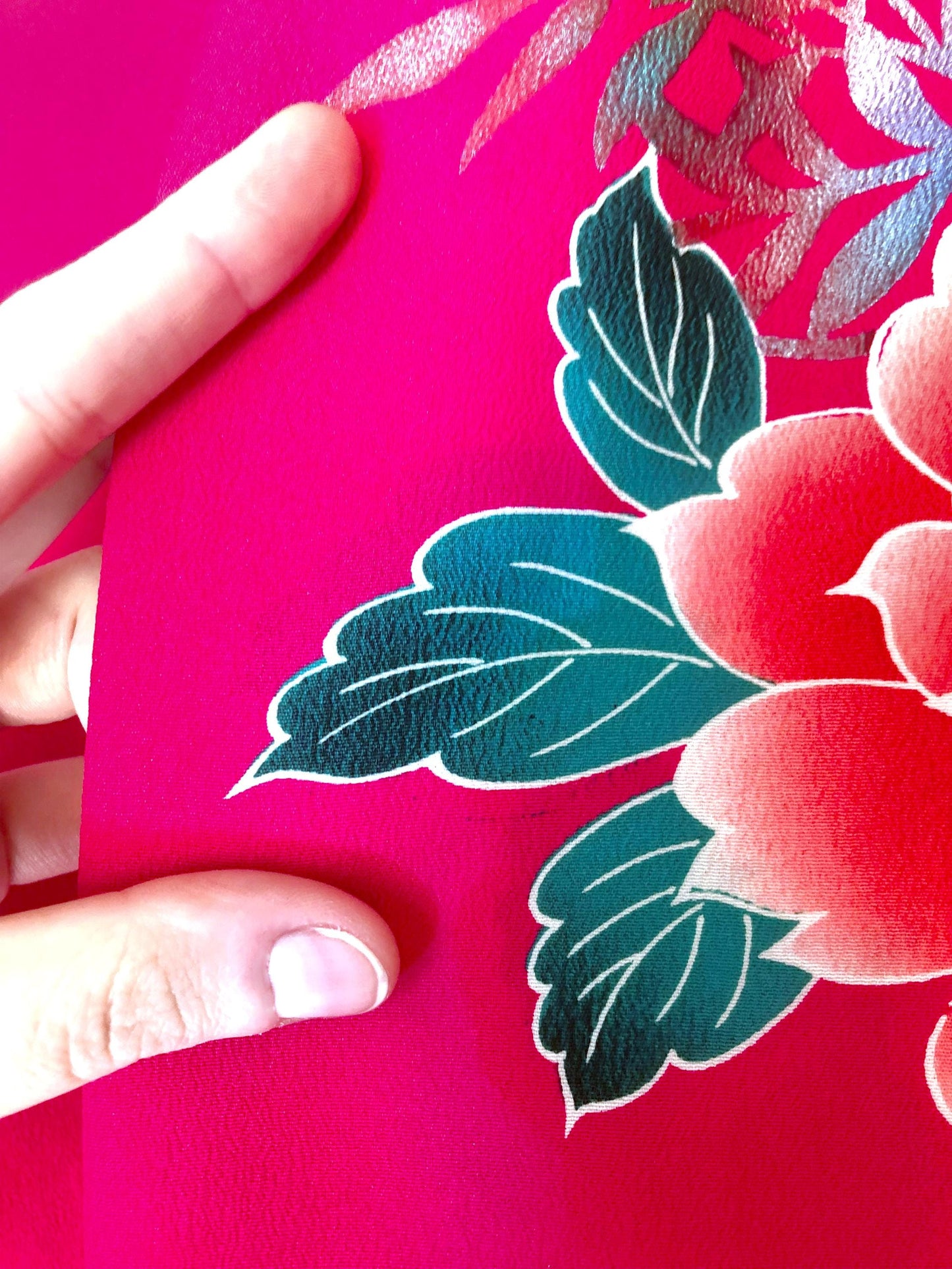 Colorful uchikake - Japanese wedding cover / hikizuri - stage costume - vivid pink with castles and roses