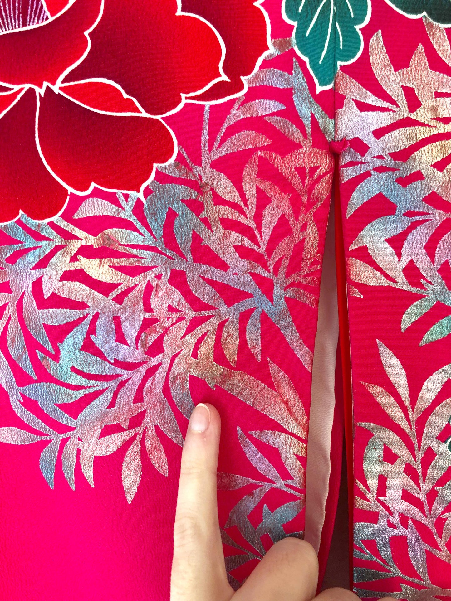 Colorful uchikake - Japanese wedding cover / hikizuri - stage costume - vivid pink with castles and roses