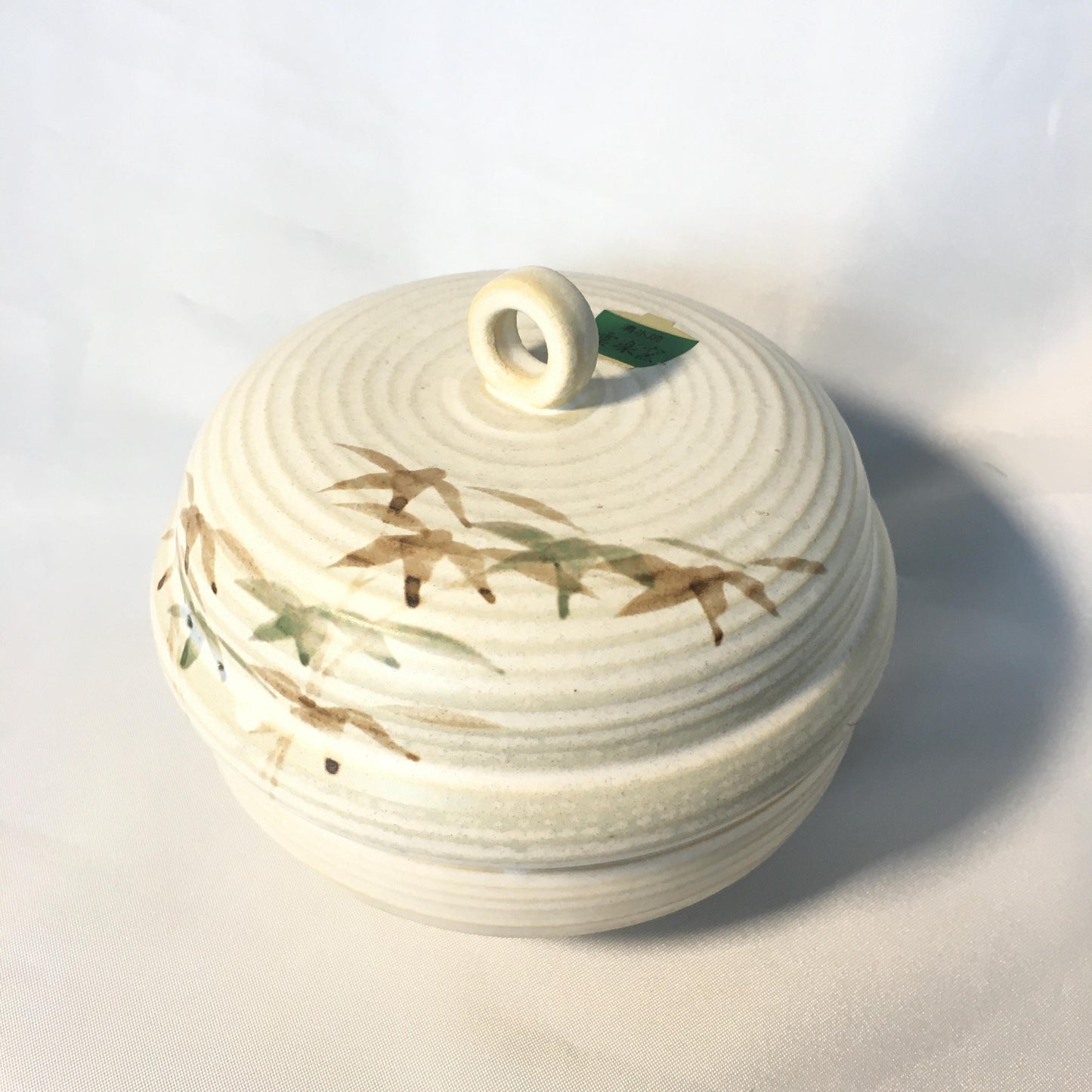 Small ceramic jar - kyomizuyaki ceramics - bamboo stalks