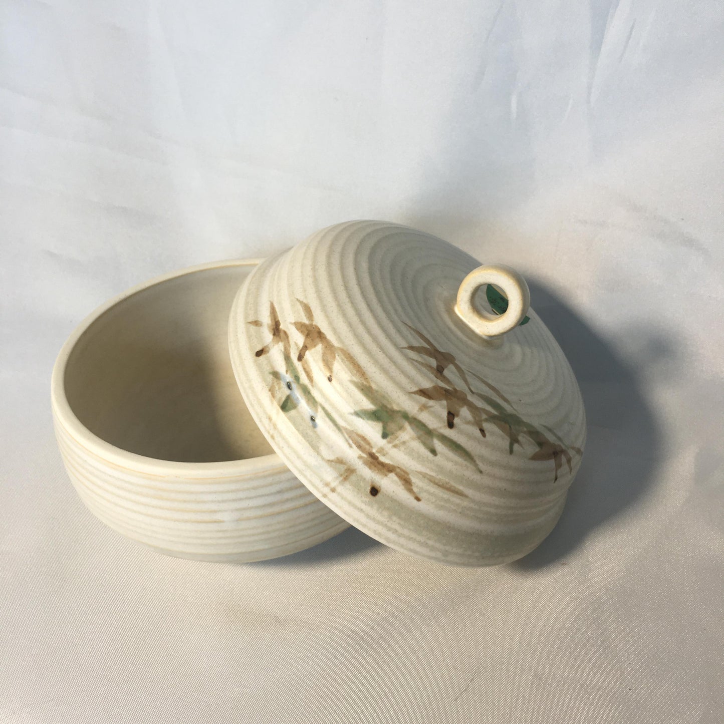 Small ceramic jar - kyomizuyaki ceramics - bamboo stalks