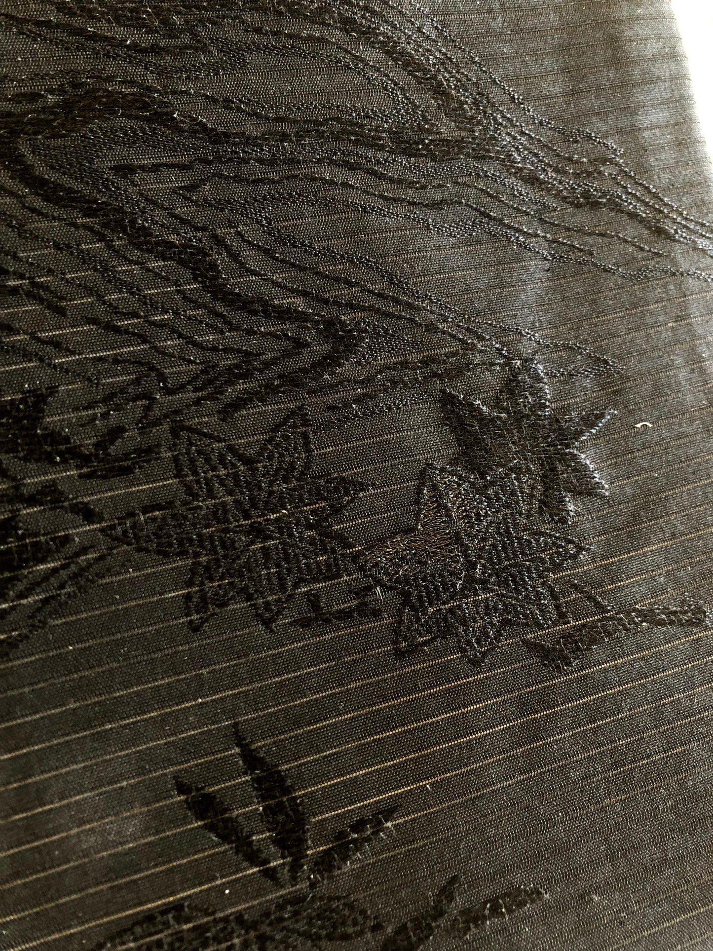 Nagoya obi for summer - black florals and foliage