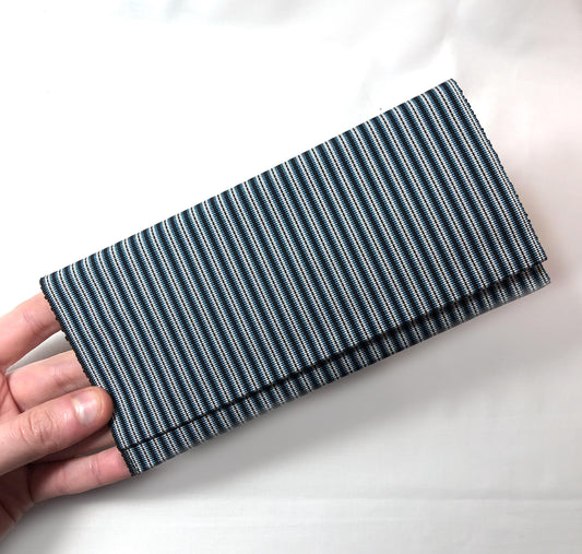 Vintage Japanese slim wallet set - blue and white stripes