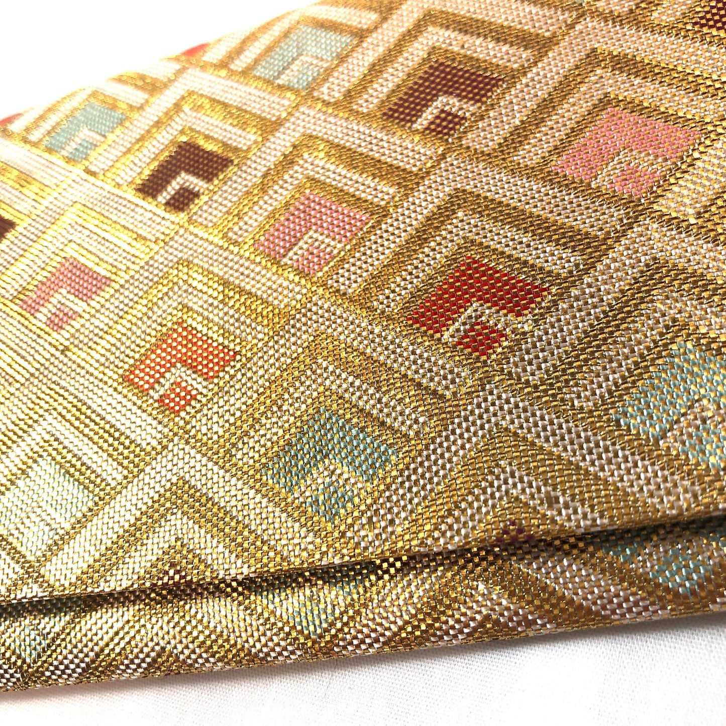Slim Japanese wallet - golden and pastel geometric pattern