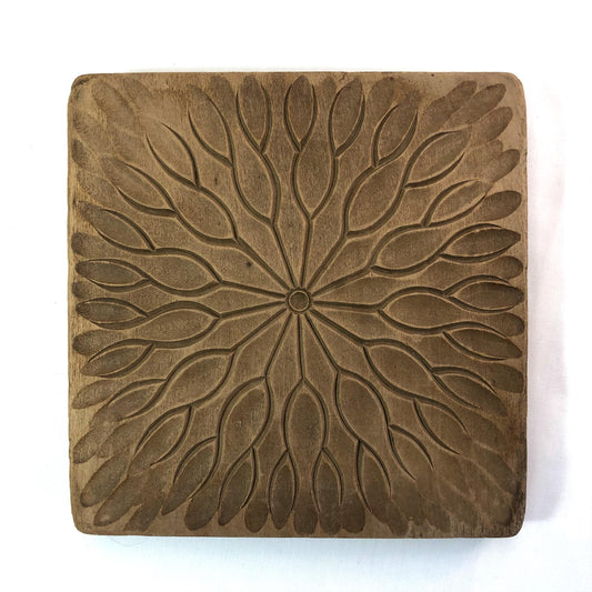 Vintage Japanese wagashi press mold - lotus leaf