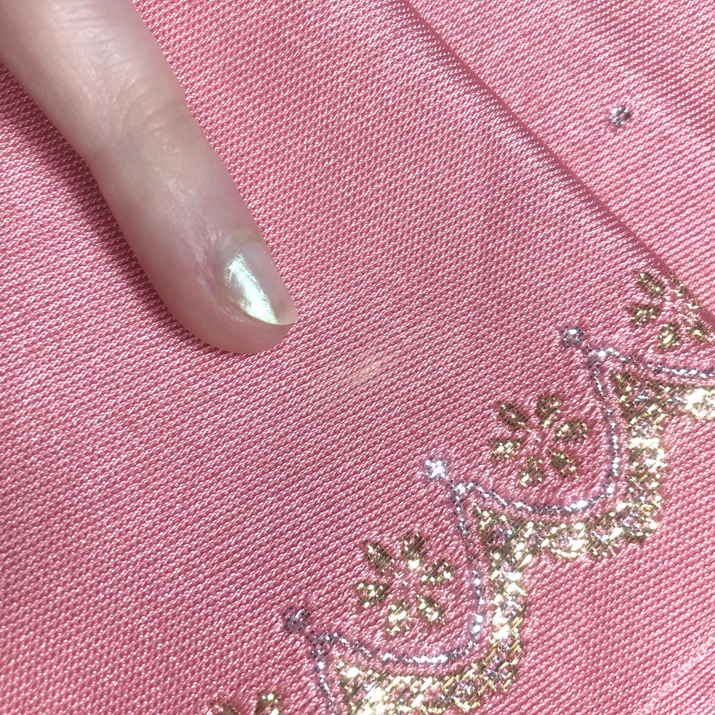 Reversible Japanese hanhaba obi - red and yellow with auspicious symbols