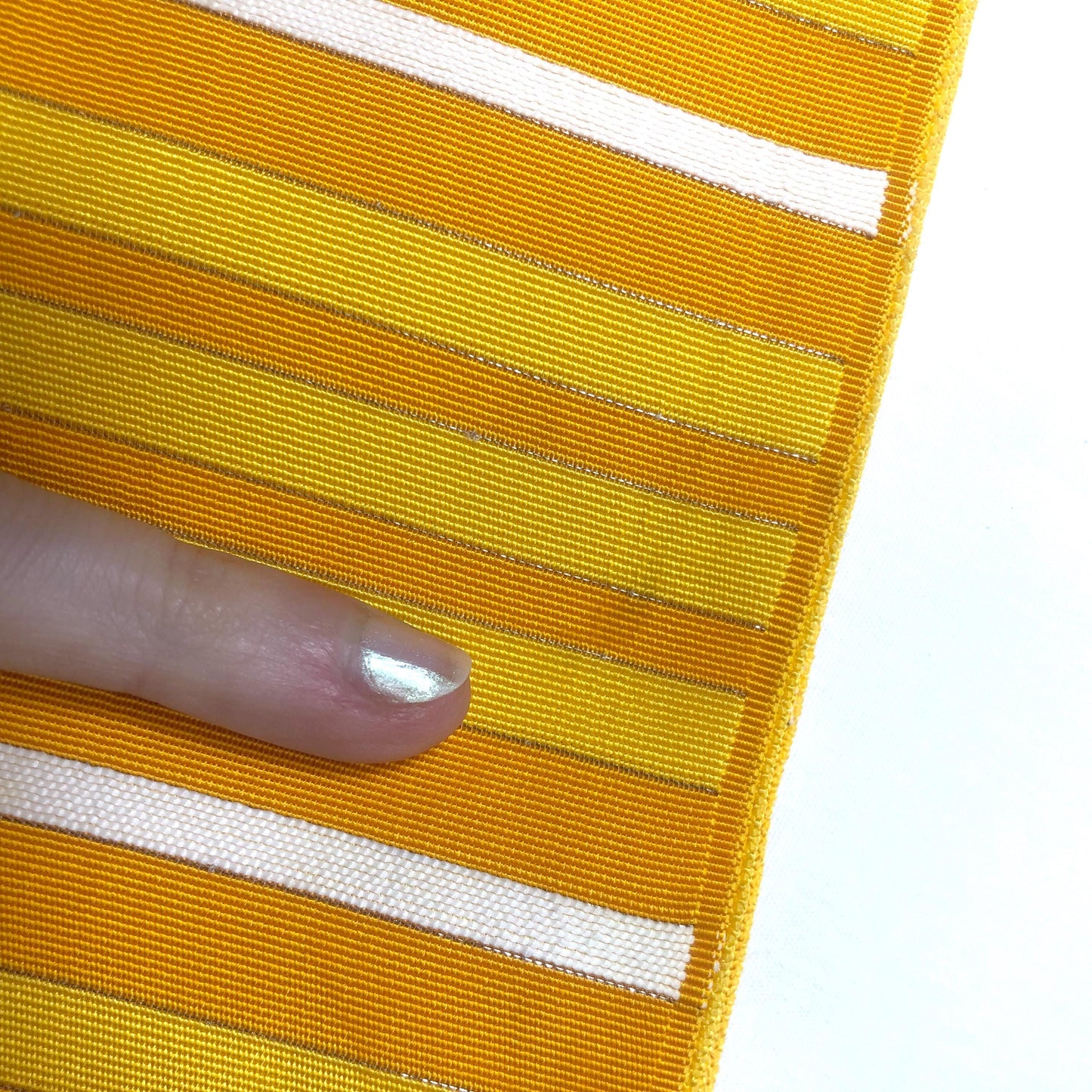 Simple Japanese hanhaba obi - yellow and white stripes