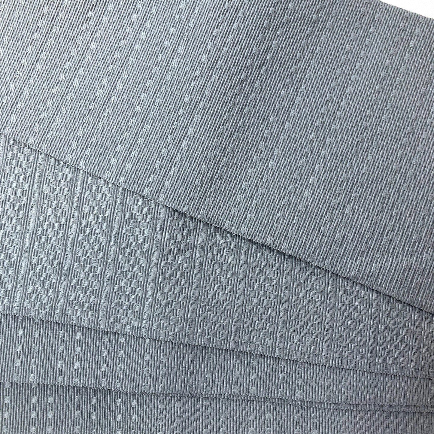 Japanese narrow kaku obi - simple light gray with subtle geometric pattern