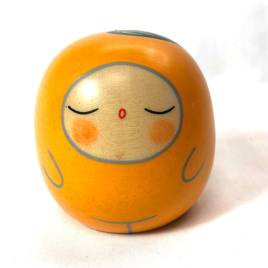 Traditional Japanese wooden doll set - tomato and orange