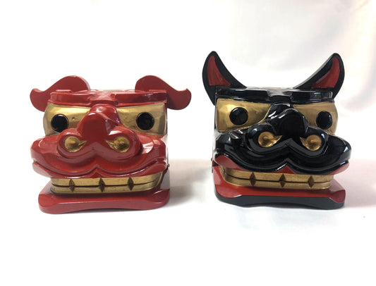 Miniature "shishi gashira" lion heads from Sakata Festival
