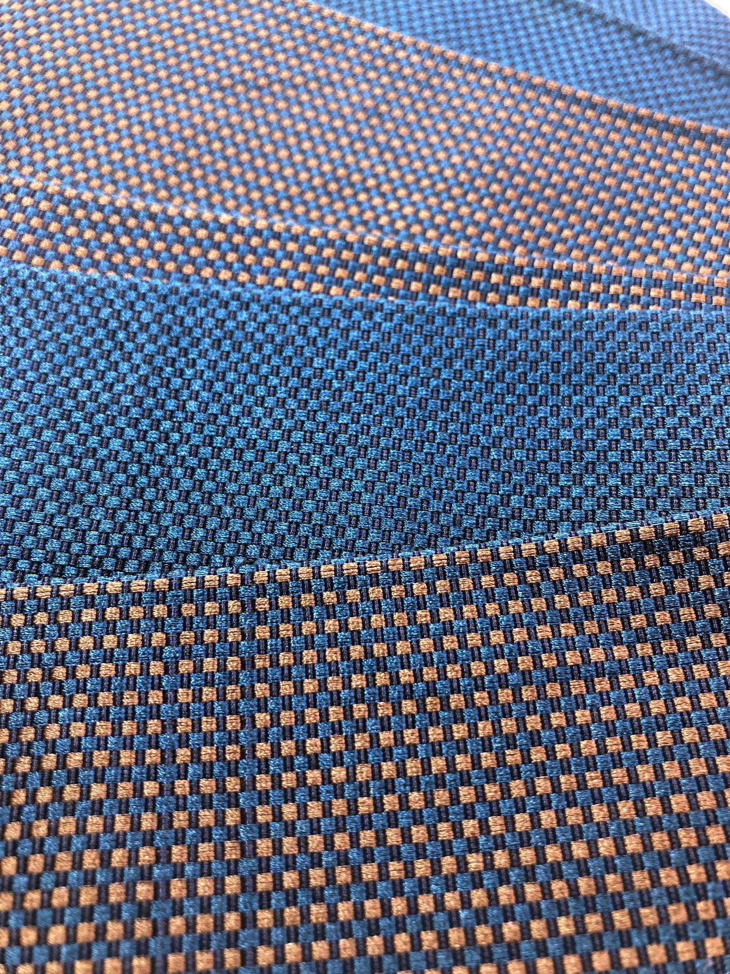 Vintage narrow kaku obi - navy blue and brown chequered