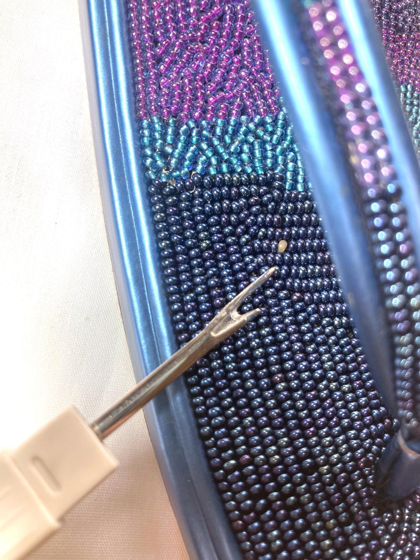 Unique vintage Japanese zori - beaded metallic blue and purple