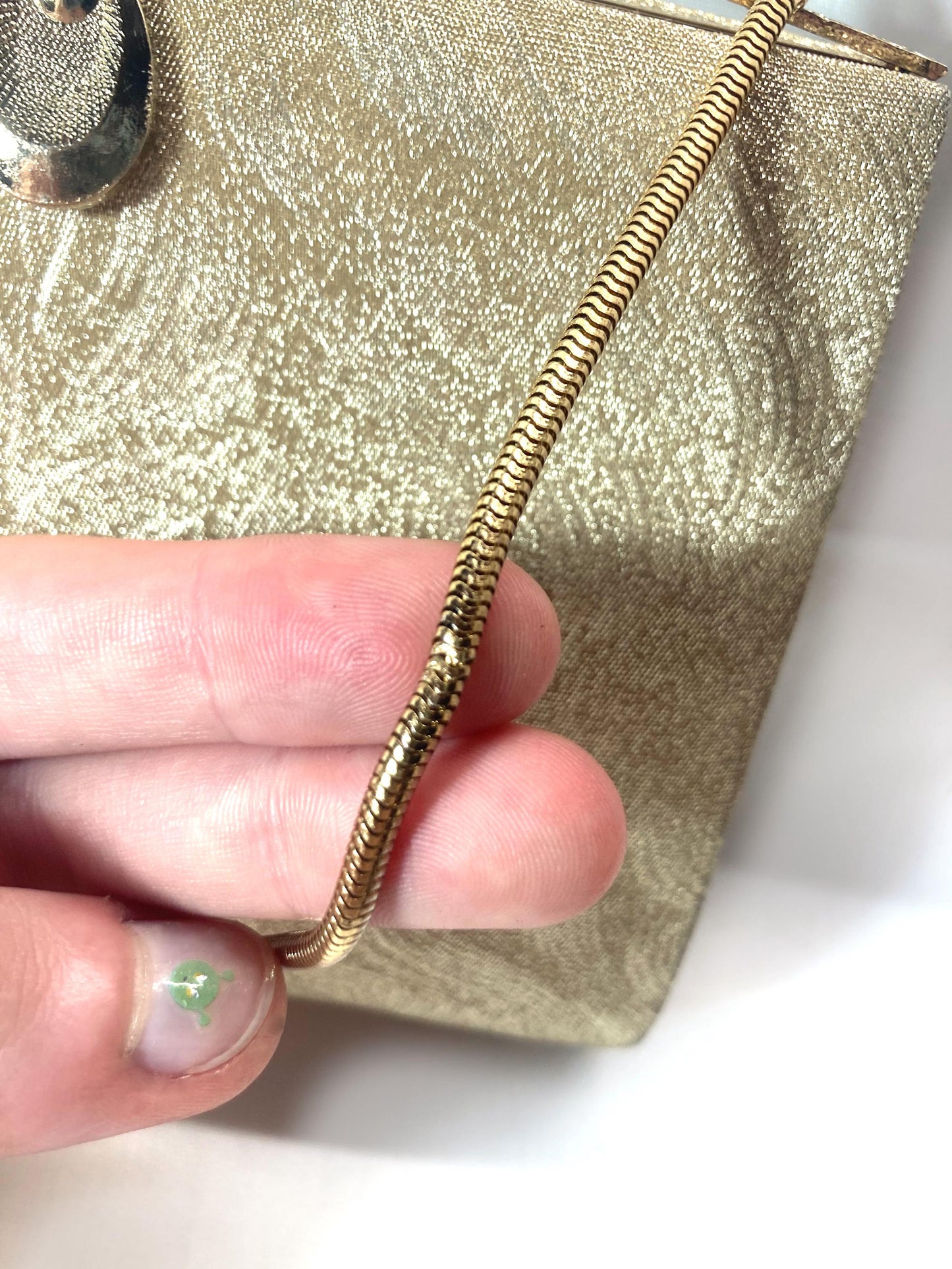 Vintage miniature handbag - golden with wavy pattern