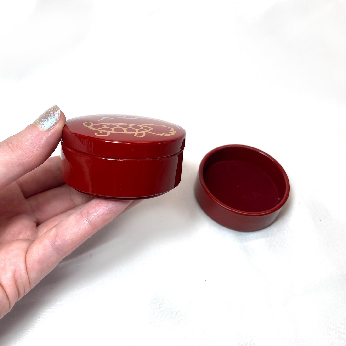 Small Japanese two-tier box - red with auspicious animals