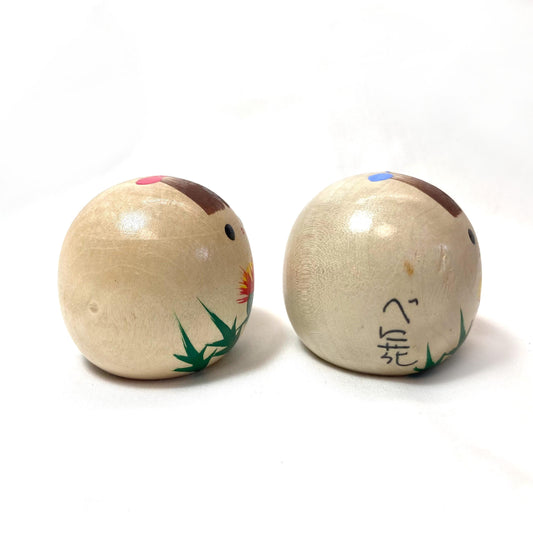 Traditional Japanese wooden doll set - safflower girls