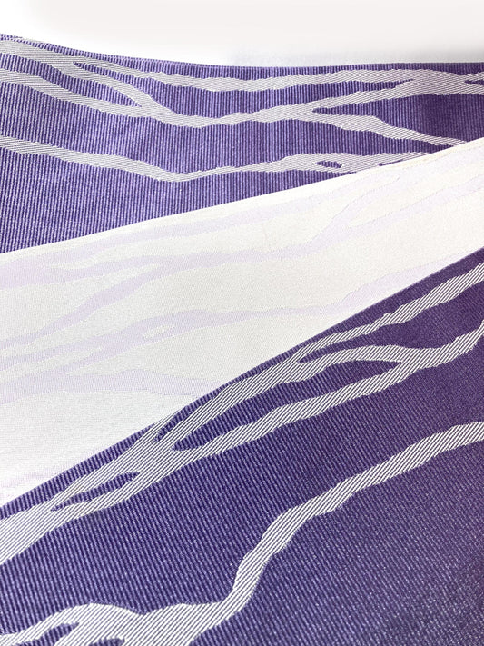 Reversible Japanese hanhaba obi - dark and light purple marble veins