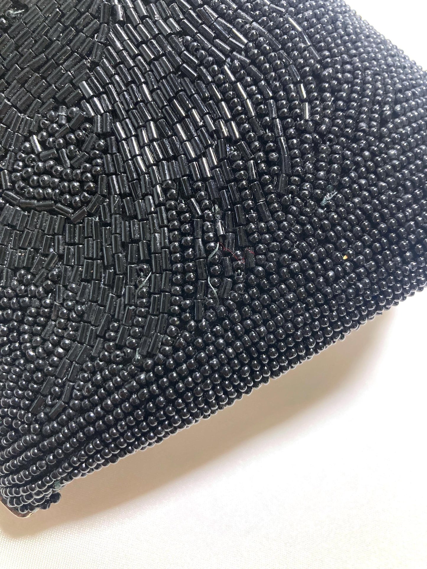 Vintage kimono 2-way handbag - black peacock feathers