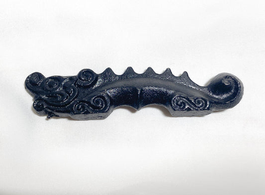 Japanese iron cast paperweight and brush rest - dragon