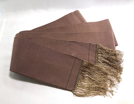 Japanese narrow kaku obi - brown silk "tsuzure obi"