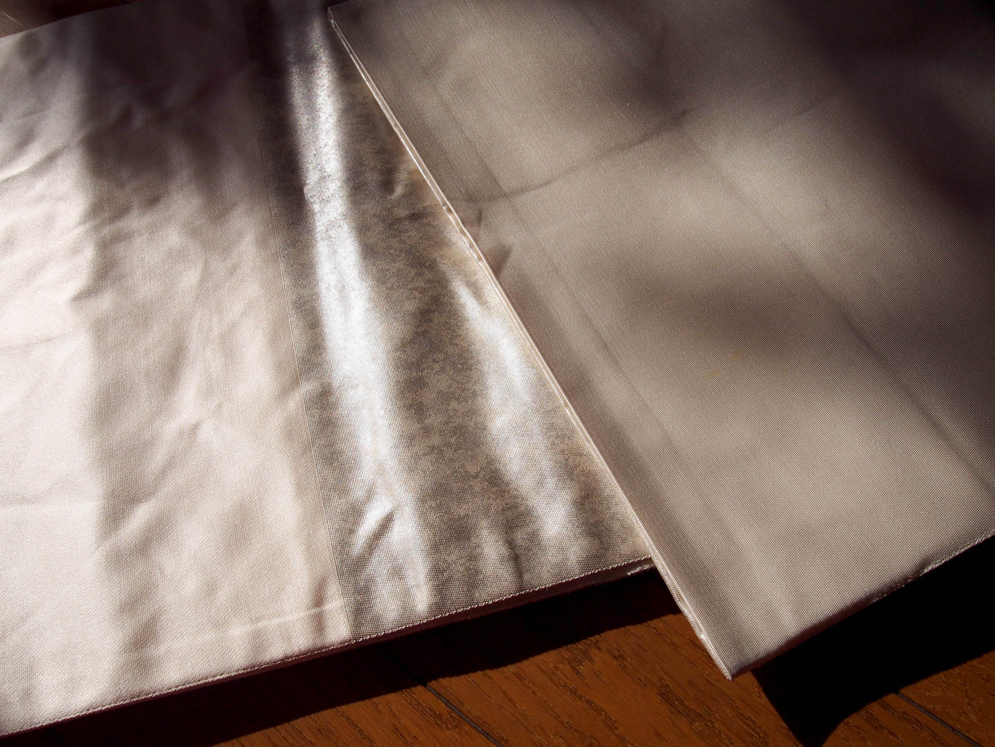 Fukuro Obi – brushed silver with mandarin ducks pattern