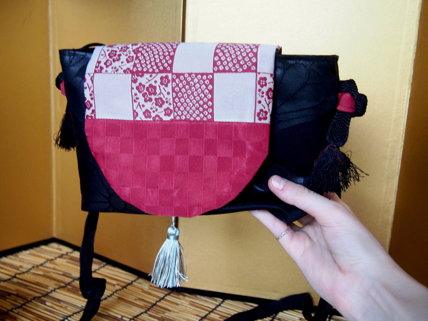 Upcycled kimono shoulder bag (mini)