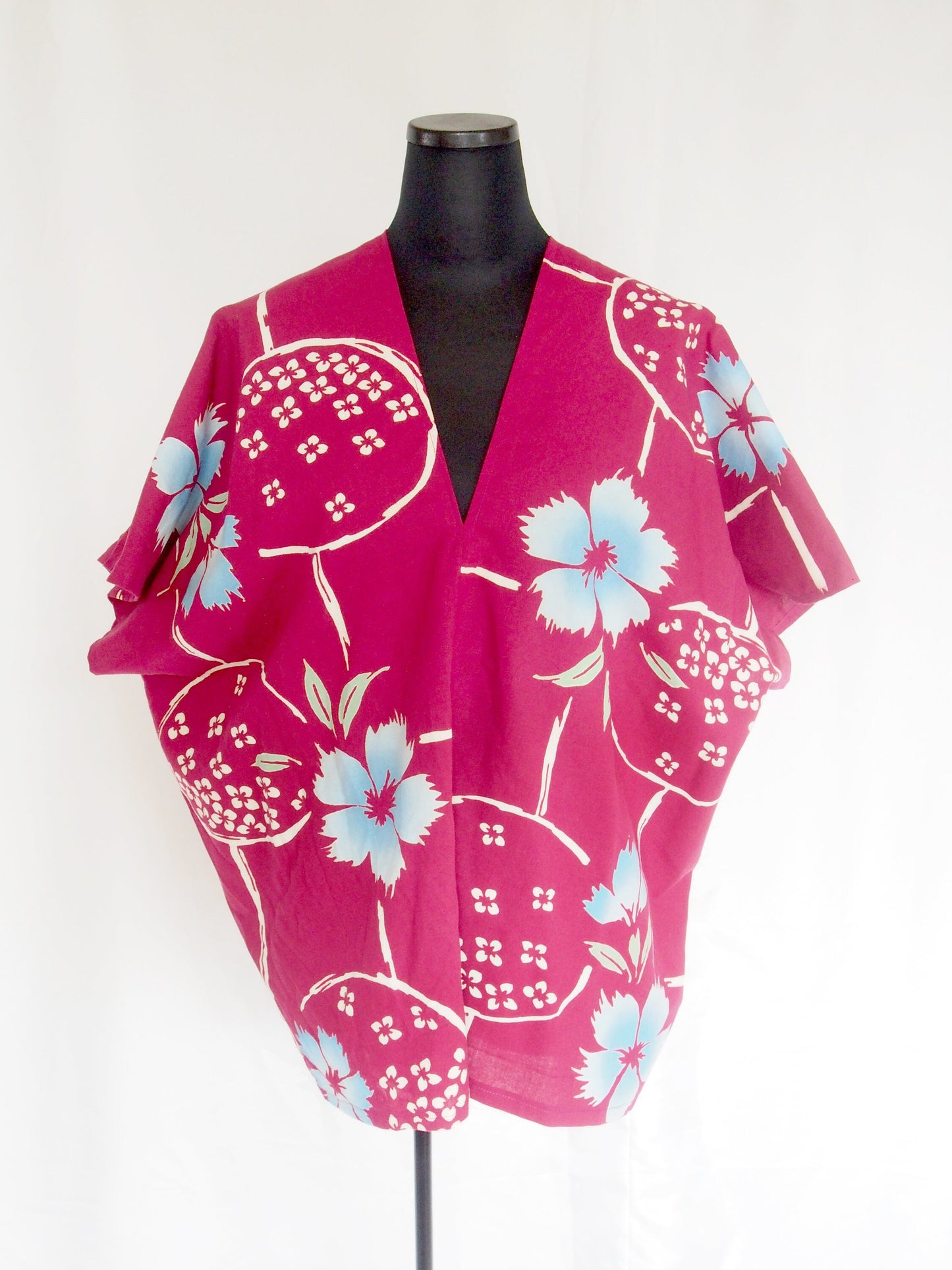 Handmade Japanese yukata cotton remake- loose fit summer poncho blouse (single pattern)