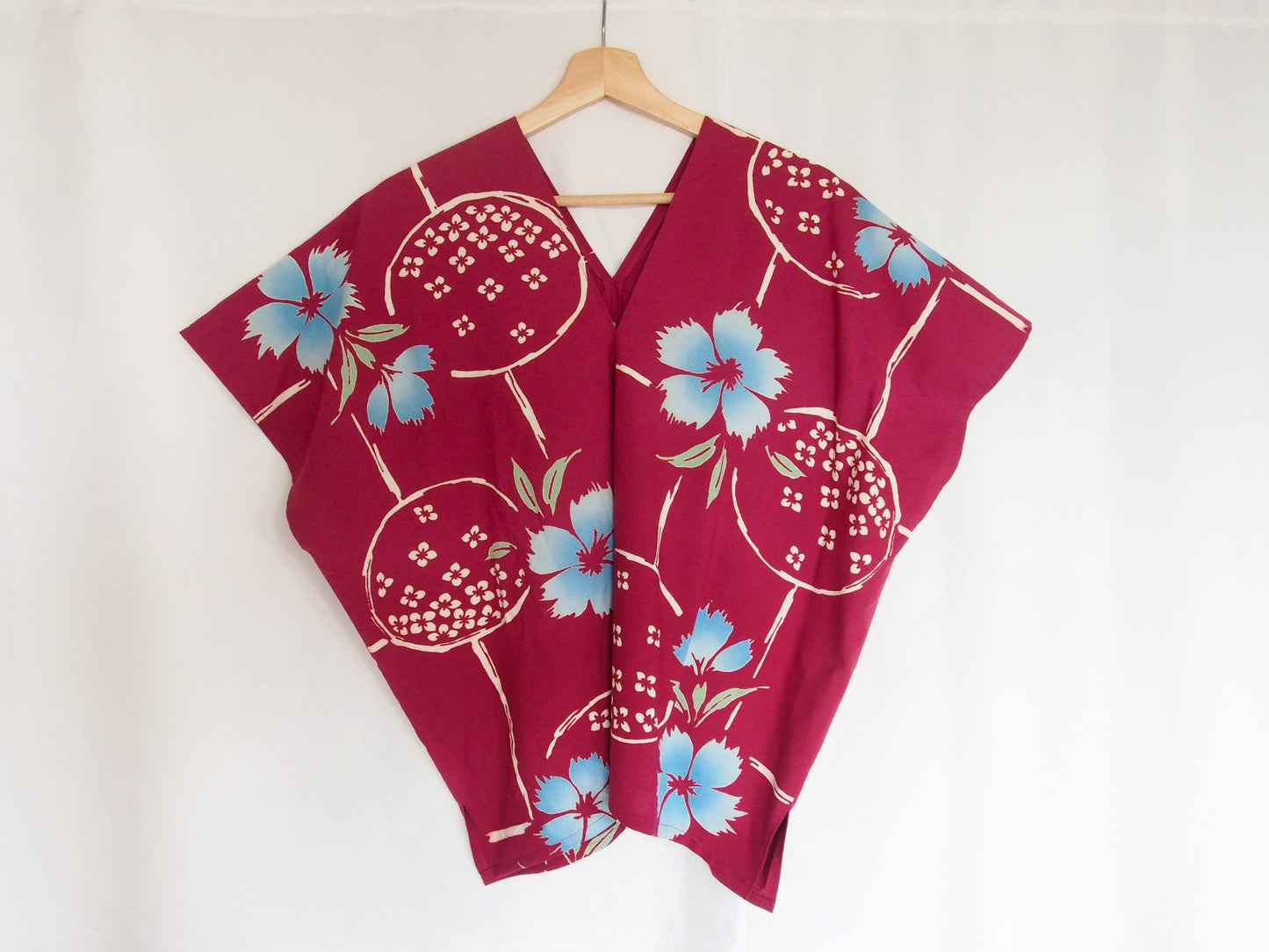 Handmade Japanese yukata cotton remake- loose fit summer poncho blouse (single pattern)