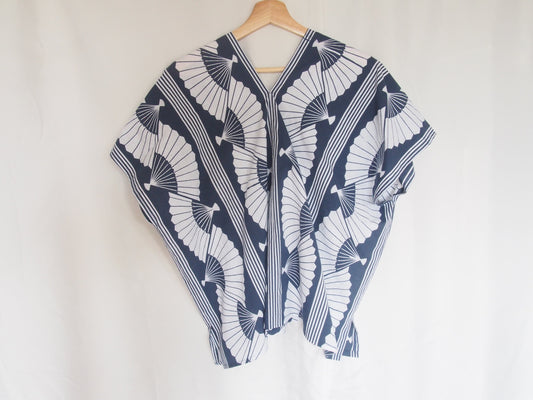 Handmade Japanese yukata cotton remake- loose fit summer poncho blouse (single pattern)