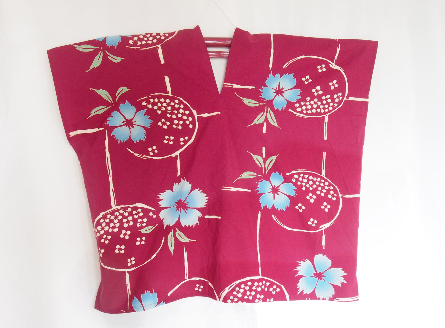 Handmade Japanese yukata cotton remake- loose fit summer poncho blouse (single pattern)