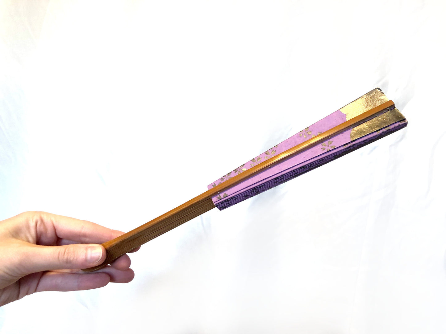 Foldable Japanese paper hand fan with color gradients - different colors available