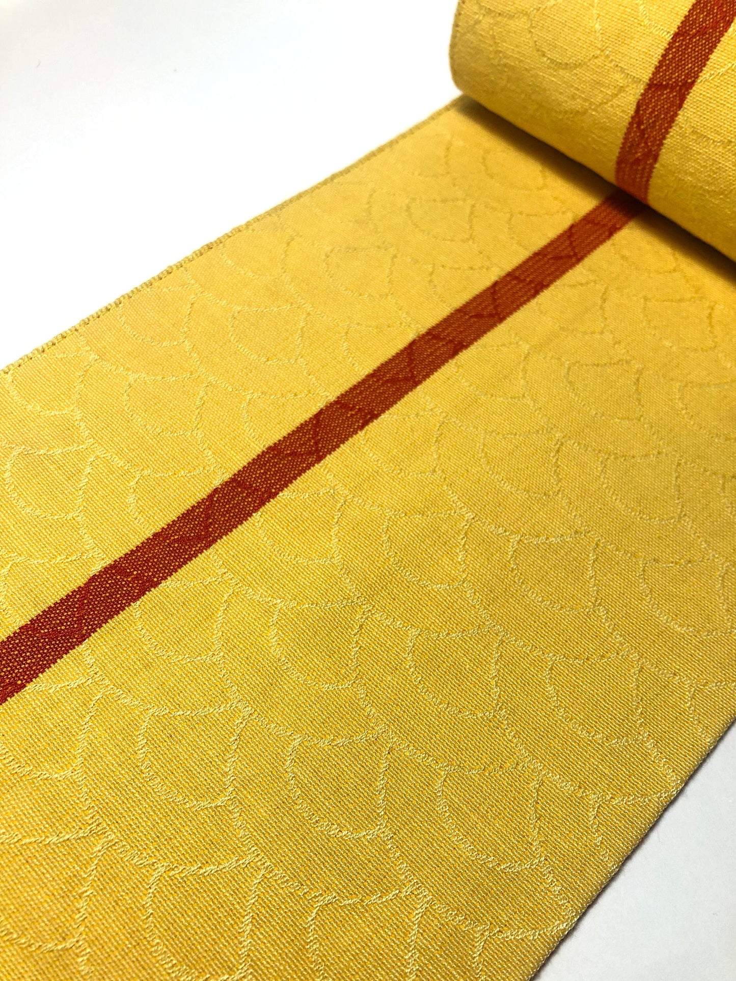 Vintage Japanese hanhaba obi - yellow and red star cotton sashiko