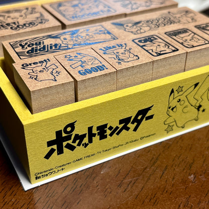 Pokemon Stamp Set in English — Wooden Reward Stamp  Beverly Showa Note Japan