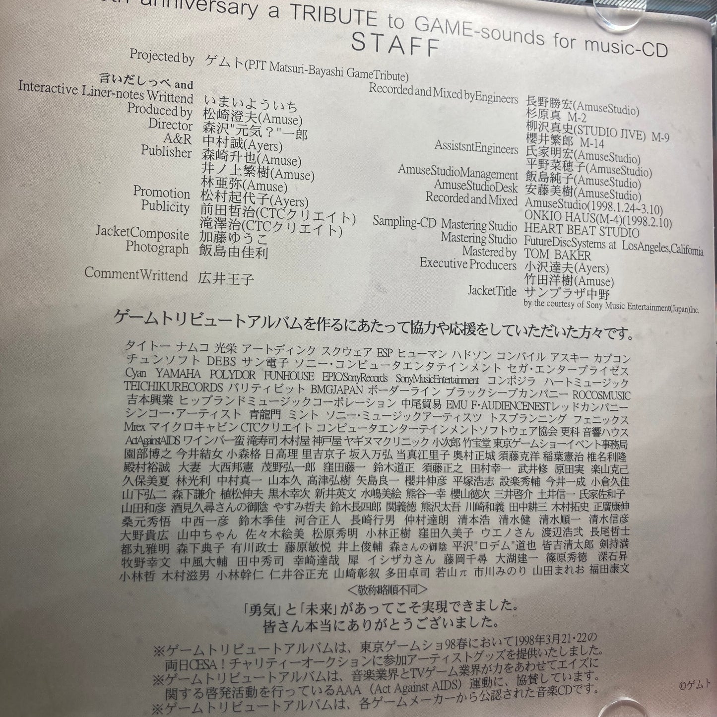 20th Anniversary A Tribute To Game-Sounds For Music- CD 祭囃子〜ゲームトリビュート