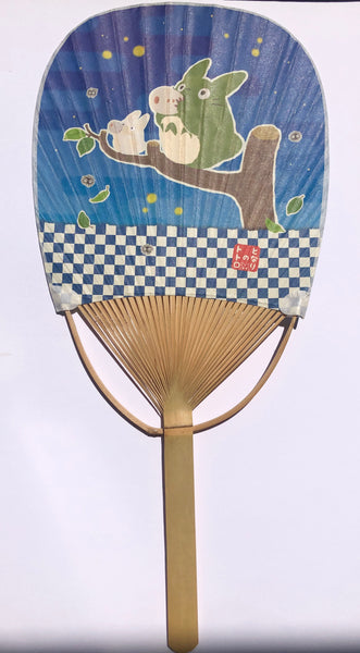 Studio Ghibli My Neighbor Totoro Oval Bamboo Fan "Totoro Playing Ocarina"