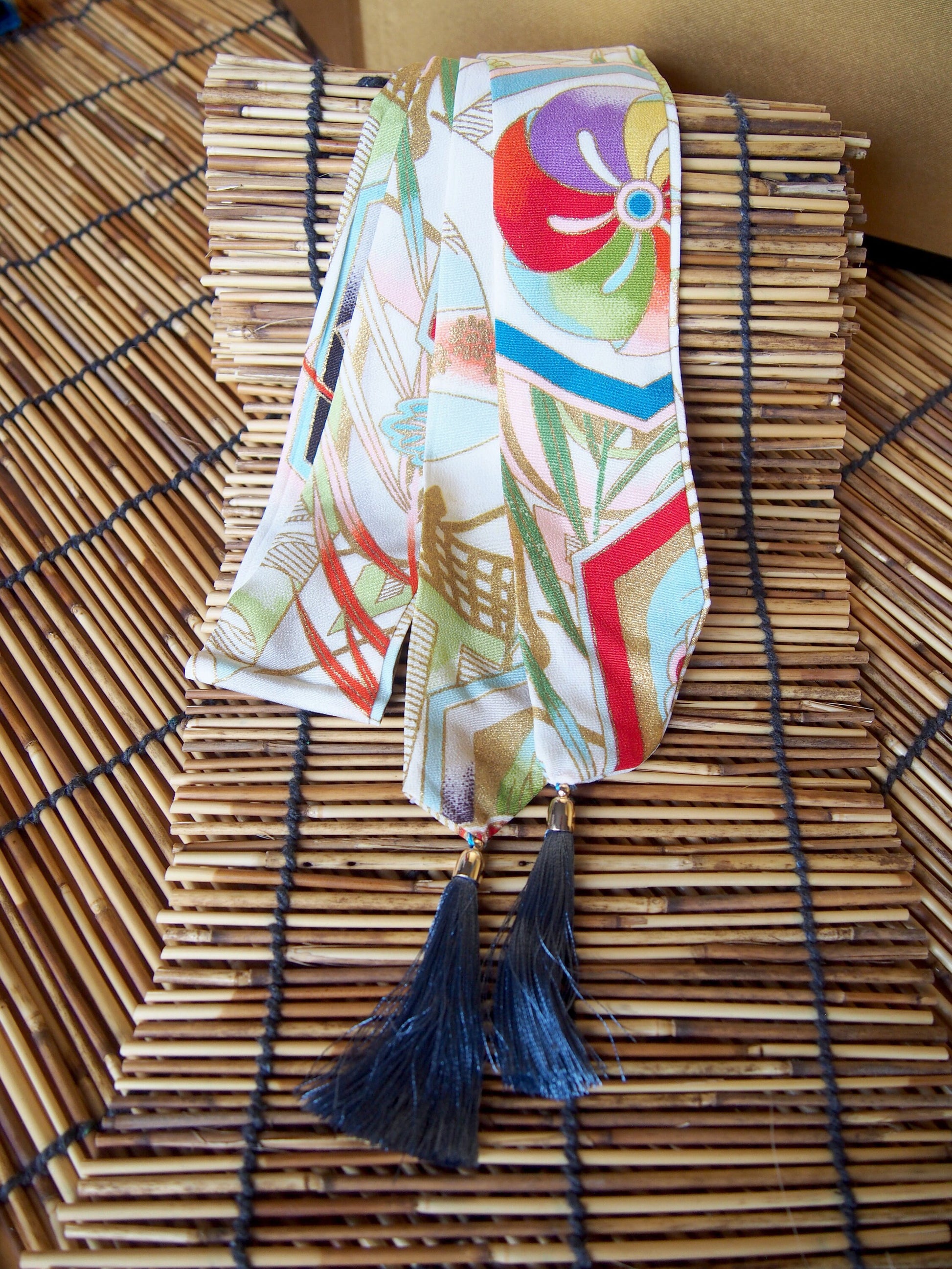 Silk kimono hair ribbon (short type)