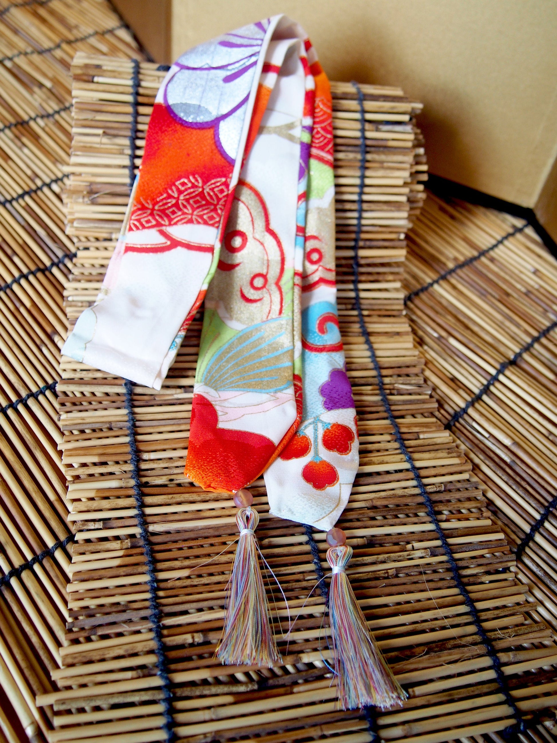 Silk kimono hair ribbon (short type)