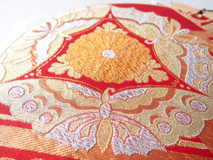 Sale - Vintage silk obi wall hanging- tondo 30cm