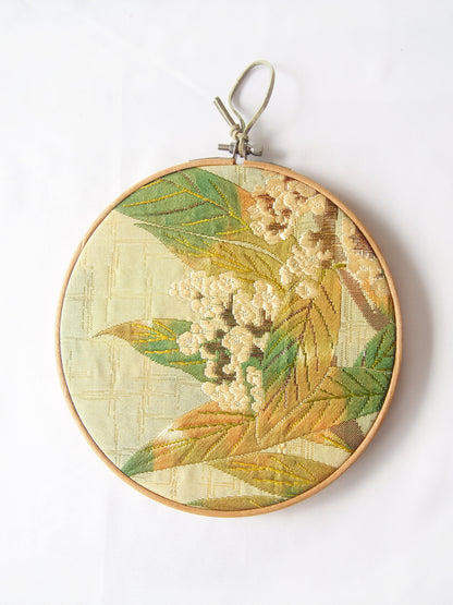 Vintage silk obi wall hanging - tondo 18cm (Series I)