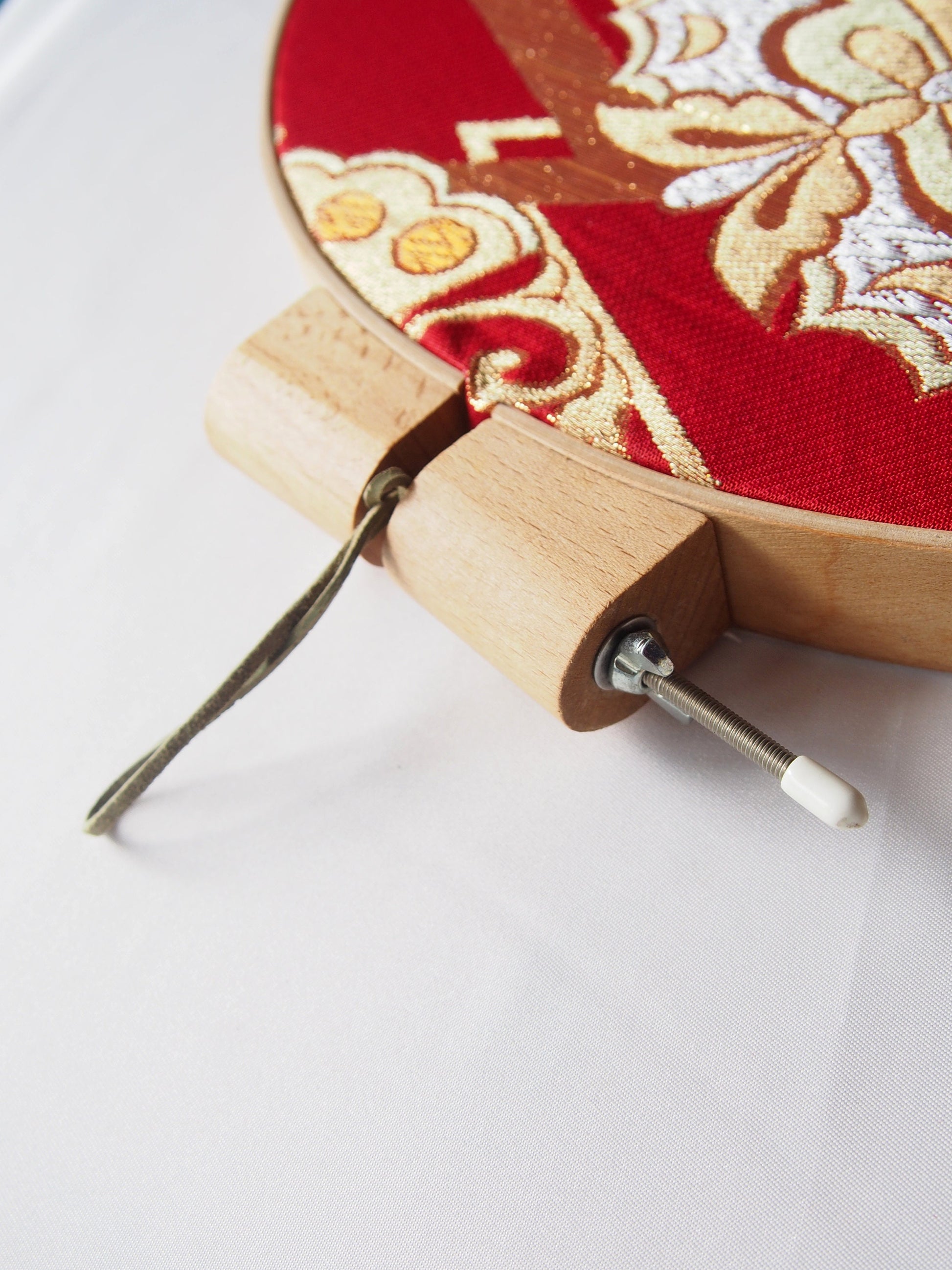 Sale - Vintage silk obi wall hanging- tondo 30cm